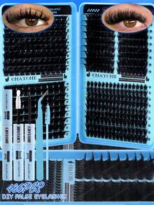 486/558 Cluster D-Roll Fluffy And Comfortable False Eyelash Set, Including Sunflower, Oblique Flying Single Cluster False Eyelashes, Suitable For Beginners Eyelash Tutorial, Thick And Dense DIY Segmented False Eyelashes, Including Glue, Sealer, Tweezers, Eyelash Brush, Magnifying Eye Makeup, Lightweight And Reusable - Multicolor - View 7