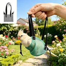 Bolsa de transporte de malla transpirable para loros - Bolsa de viaje portátil y ligera para pájaros con correa ajustable adecuada para periquitos, loros pequeños, agapornis, loros pequeños para salidas y visitas al veterinario - Ver 2
