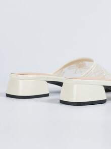 Women's Slip-On Sandals, Square Toe, Open Toe, Chunky Heel, Backless, Slip-On, Fashion Versatile Casual Wear High Heel Mules - Beige - View 7