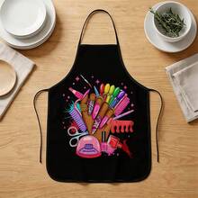 A Stylish Polyester Nail Polish Print Apron, Made Of Polyester, Adjustable, Waterproof And Comfortable, Suitable For Home Cooking, Baking, Grilling And DIY Projects, Unisex. - Multicolor - View 8