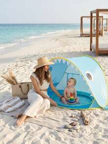 Lều bãi biển cho bé, bể bơi trẻ em có mái che, bể bơi di động gấp gọn cho bé, mái che dễ lắp đặt, lều cho bé kèm túi đựng. - Nhiều màu - Xem 2
