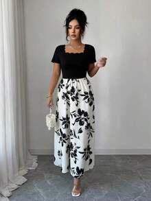 Vestido maxi elegante, exquisito y lujoso de mujer para la primavera/verano 2026 - Negro - Ver 4