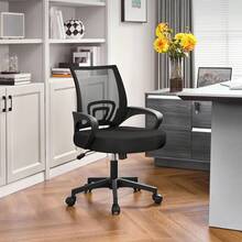 Modern Ergonomic Office Chair Adjustable Swivel Mesh Computer Chair With Back Support Arms Wheels For Home Work Students Study Black - Black - View 2