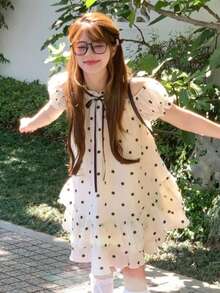 Women's Polka Dot Cami Dress With Layered Tulle, Perfect For Birthdays - DD - Xem 2