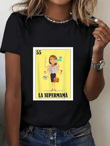 Súper mamá multifacética simbolizando fuerza y organización en tareas diarias camiseta para mujer 100% algodón cómoda y resistente100% Cotton - Negro - Ver 1