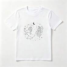 Star Constellations White Cotton T-Shirt Astral Style - White - View 1