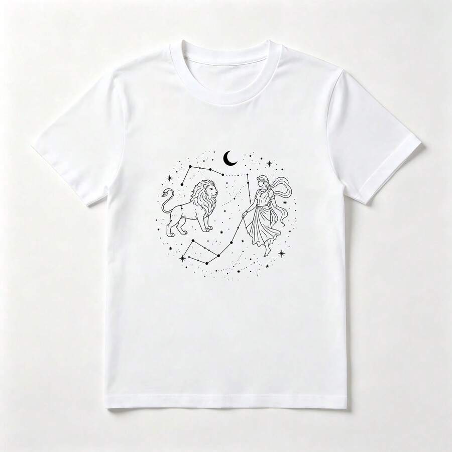 Star Constellations White Cotton T-Shirt Astral Style - White - View 1