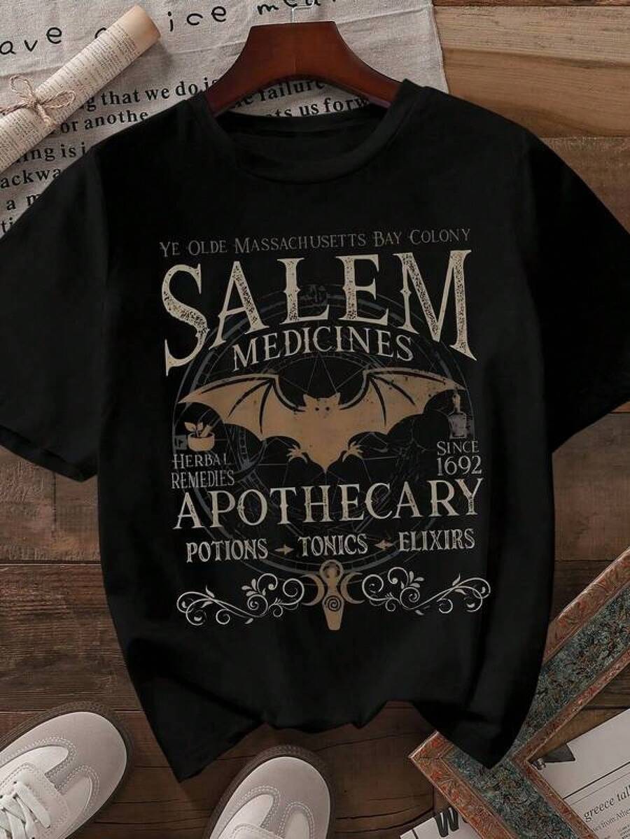 Halloween T-Shirt, Urban Style Graphic T-Shirt, Casual Summer Top, Festive Style, Women's Blouses, Blouses, Casual Blouses For Ladies, Informal Blouses For Ladies, Women's Tops, Tops, Unisex. - 黑色 - 查看 1