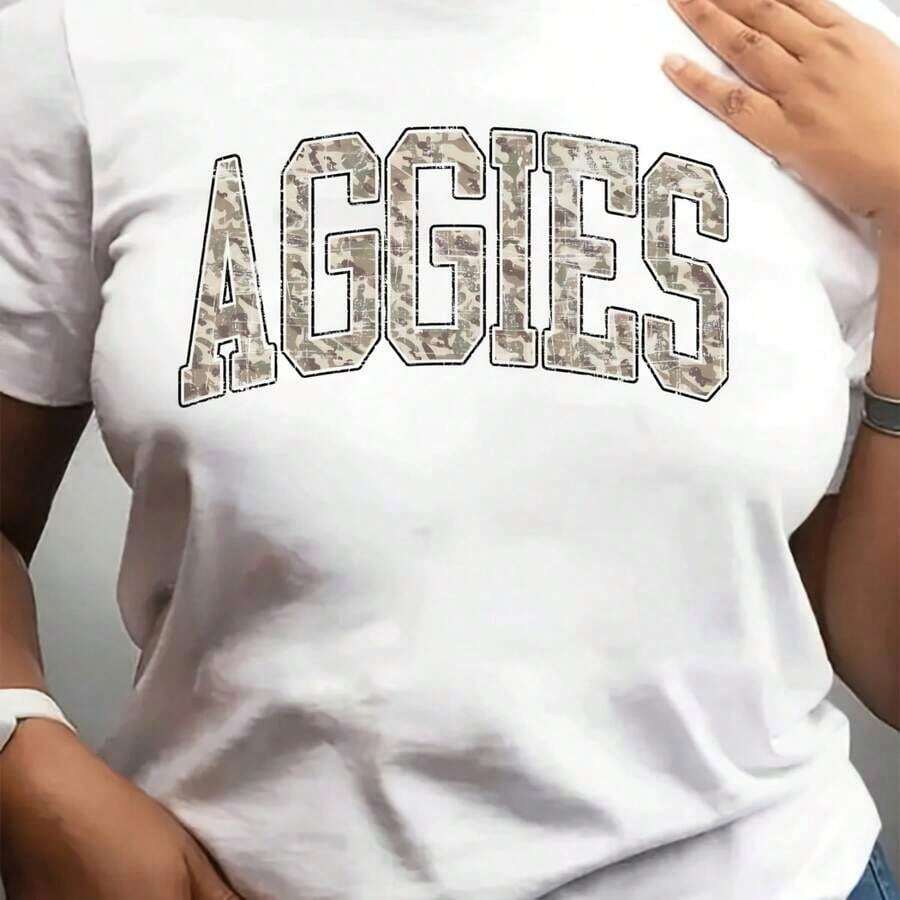 Women's Short-Sleeved T-Shirt With Graphic Print And Lettering For Summer - White - View 1