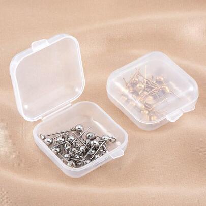 20pcs Stainless Steel Ball Earring Back Stoppers, Casual Style DIY Earring Components, Durable And Versatile Craft Supplies For Jewelry Making, Earring Accessories