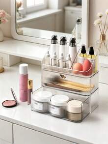 Desktop Cosmetic Storage Box, Luxury Mirror Cabinet Storage Box, Transparent Plastic Storage Box, Bathroom Storage Organizer - Multicolor - View 3