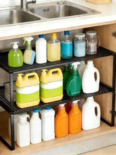Expandable Under Sink Storage Rack, Multi-Functional Organizer For Kitchen, Cabinet, Wardrobe And Shoes, Adjustable Shelf Rack For Countertop And Closet