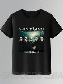 SANTIANO BAND Men's Short Sleeve Crew Neck T-Shirt - Stylish Print | Fitted | Casual Wear | Ideal Gift Option With High-Quality Design - 黑色 - 查看 1
