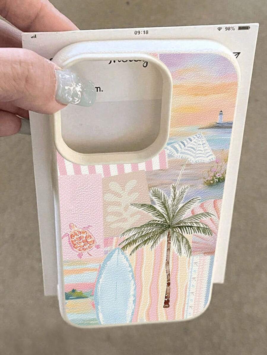 度假風極簡度假風手機殼,衝浪板與棕櫚樹圖案,柔軟防水防摔防滑材質,高級美學設計,適合生日、節日送給朋友、家人、情侶的禮物,適用於 iPhone 11/12Pro Max/13/14/15Pro Max/16Pro/17 Pro Max/17Air - 彩色 - 查看 1