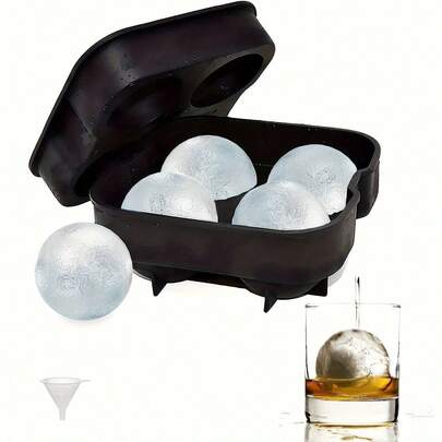 1pc Small Sphere Ice Cube Tray - 4 Cavity Whiskey Ice Ball Mold, Suitable For Whiskey And Cocktails, Reusable And Dishwasher , Professional Bar Tool, Ideal For Parties, Bars, Weddings, Easy To Use