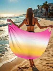 Women's Beach Vacation Gradient Print Chiffon Wrap Dress, Summer New Casual Cover-Up - Multicolor - View 2