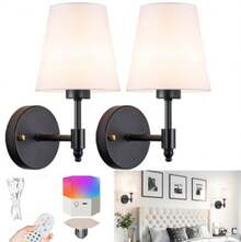 Juegos de lámparas de pared con batería, luces de pared recargables doradas con bombilla con control remoto magnético desmontable, 12 colores RGB y 3 temperaturas de color, lámpara de pared inalámbrica regulable para Lámpara de Pared Inalámbrica a Batería para Dormitorio, RGB con Control Remoto, Lámpara de Pared para Baño, Mesita de Noche, Sala de Estar e Iluminación de Escaleras. - Funda de tela negra estilo JK-8 (1 pieza) - Ver 3