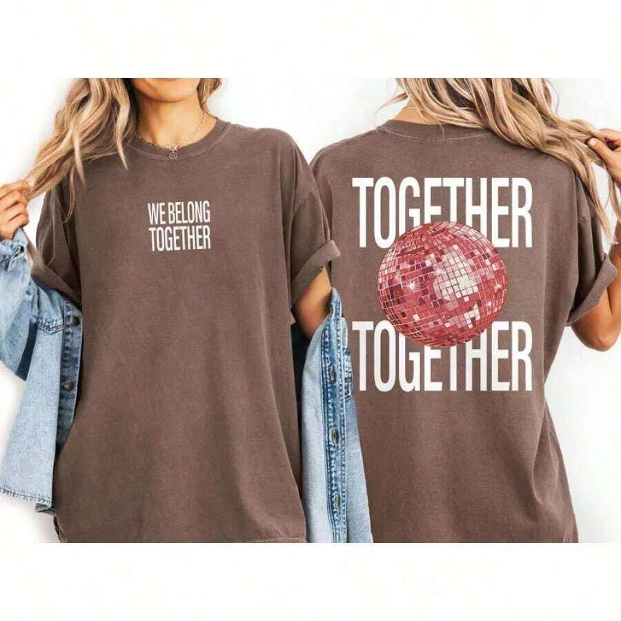 We Are Together Harry Kisses All The Time, Occasionally Disco Ball T-Shirt - 'Together Together' Short Sleeve Printed Crew Neck One Piece T-Shirt - Aneka warna 1 - View 1