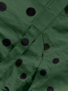 Vestido casual elegante y vintage con estampado de lunares, con bolsillos y lazo en la espalda, silueta minimalista pero refinada de corte evasé con cintura anudada, vestido versátil para oficina/ocasión, conjunto bohemio de lunares para vacaciones, primavera/verano rojo - Verde - Ver 6