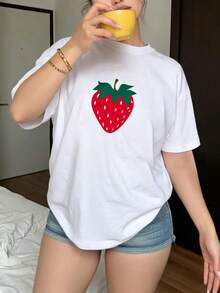 Women's Short-Sleeved T-Shirt, Available In Various Colors, Loose Fit - White - View 5