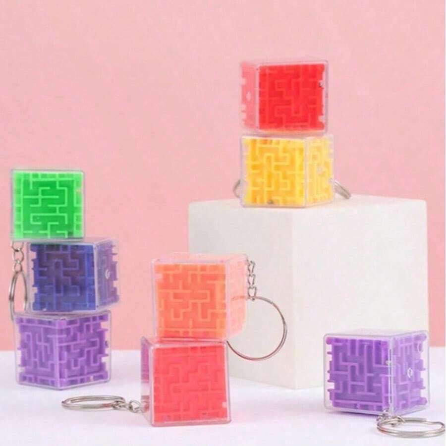 1 pieza Llavero/colgante de bola de laberinto 3D cuadrada minimalista y atmosférica, juguete antiestrés, estabilizador emocional diario, accesorio de vuelta al colegio/invierno, regalo sorpresa para fiestas, juguete de rompecabezas, alivio del estrés, recuerdo de boda