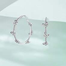 1 Pair 925 Sterling Silver Diamond Inlaid Minimalist Twisted/Star Geometric Design Earrings. These Versatile Earring Pendants Can Be Paired With Bracelets Or Necklaces, Making Them Ideal Accessories For Creating Affordable Luxury Jewelry. Carefully Crafted And Sparkling, They Are Perfect For Handmade Crafts And Daily Wear. - Silver - View 10