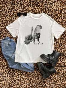 Camiseta Casual de Corte Holgado para Mujer con Estampado de Perro Dachshund, Transpirable y Cómoda, Manga Corta, Cuello Redondo, Estampado con la Frase "Soy Más Interesante que Tú", Algodón Suave, Perfecta para Uso Diario y Estilo Urbano para Amantes de Mascotas - Blanco 2 - Ver 2