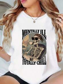 Camiseta de manga corta para amantes del café para mujer - Blusa casual de cuello redondo con estampado de granos de café y tazas, top semi-transparente para atuendos casuales de primavera y verano, ropa de café lavable a máquina - Adecuada para primavera, verano y otoño. - Blanco - Ver 6