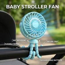 Portable Car Rear Seat Fan, USB Rechargeable 360° Rotation Quiet Cooling Fan Flexible Tripod Clip-On Fan For Car Seat, Travel Summer Essentials - A - View 7