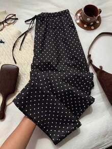 Pantalones casuales de mujer de lunares amarillos tejidos - Multicolor - Ver 7