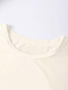 Estilo Y2K, estilo de moda, lo más nuevo de 2026, estilo lindo, estilo casual. Sellos retro de , helado de concha marina, tabla de surf.Camiseta Casual Estampada de Talla Grande. 180g (Tallas S-XXXL) - Beis - Ver 4