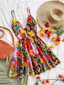 Vestido corto con estampado de limones coloridos para mujeres en vacaciones de primavera, outfit de San Valentín, atuendos de verano, vestido de cumpleaños - Multicolor 6 - Ver 1