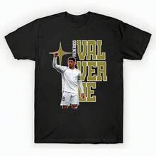 Federico Valverde T-Shirt (2) unisex de la de algodón puro de alta densidad de 220 g. C-AmiS-eta uniS-ex 100 % aL-Godón de - Tejido de alta densidad. Apta para todo tipo de perS-onas, ya sean mujeres o hombres. Tejido duradero de alta C-Alidad apto para todas las estaciones, suave al tacto pero duradero. Tops transpirables. Conjuntos de otoño para mujer. Conjuntos de vaC-Aciones para mujer. Disfraz de Halloween para mujer. - Negro - Ver 6