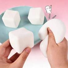 1 pièce Jouet de pression créatif et réaliste en tofu mou, gadget de soulagement du stress en tofu TPR à rebond lent, convient pour le soulagement du stress des étudiants, la détente et la guérison des adultes au bureau - Blanc - Voir 1