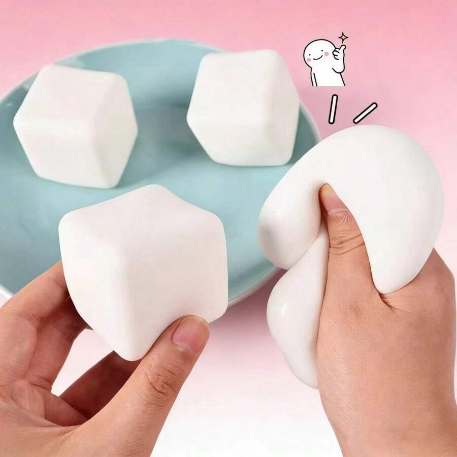 1 pièce Jouet de pression créatif et réaliste en tofu mou, gadget de soulagement du stress en tofu TPR à rebond lent, convient pour le soulagement du stress des étudiants, la détente et la guérison des adultes au bureau - Blanc - Voir 1