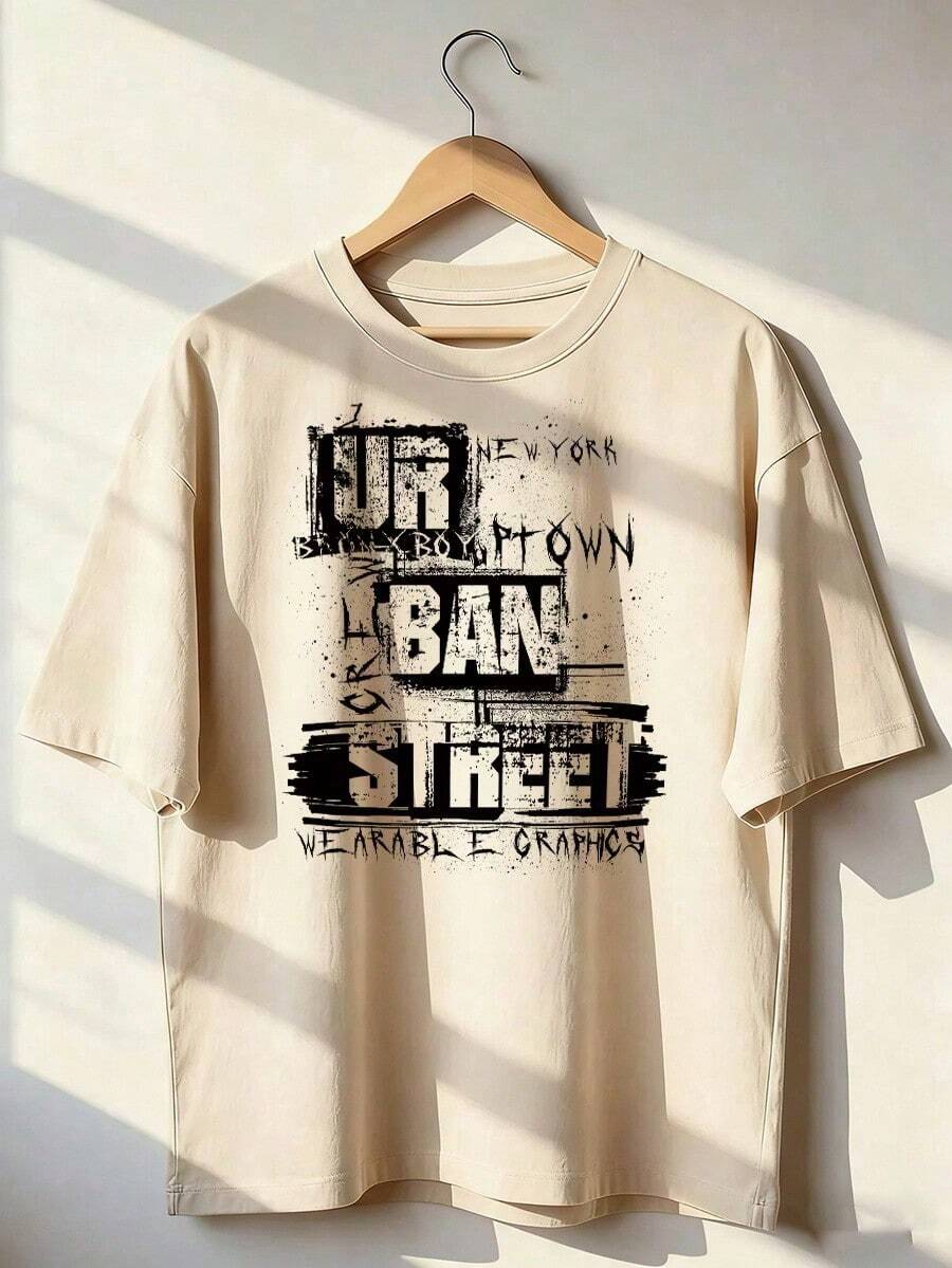 Graffiti-Style Short-Sleeve T-Shirt, A Short-Sleeve T-Shirt For Spring And Summer 2026, Made In Mexico, 180 Grams. Cartoon Print, Couple Design, Suitable For Indoor Or Outdoor Wear. Crew Neck, Unisex, Ideal For The Office And Leisure. One-Pack. - APR-P631577SLNDXZGY465 - 查看 1