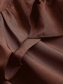 MOD Women's Plus Size Burgundy Ruffled Skirt, Vintage Burgundy Ruffled Skirt - Brown - View 4
