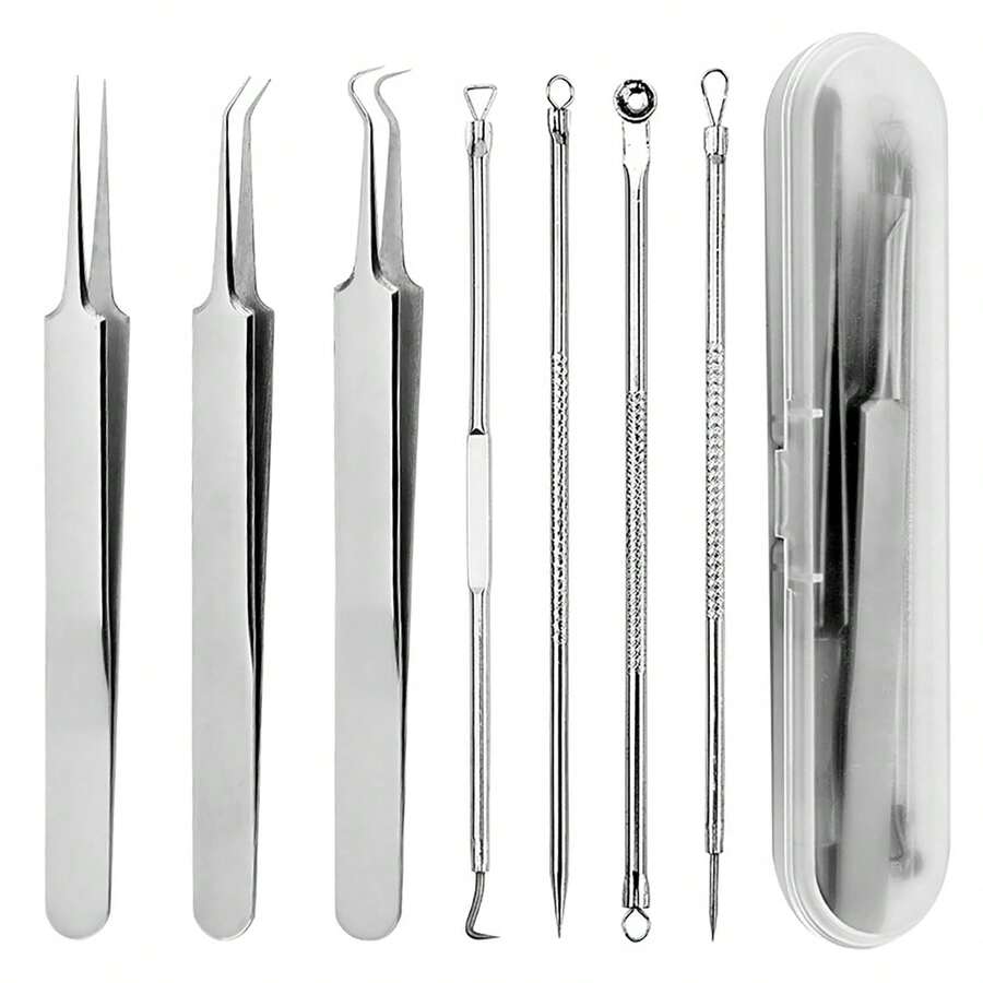 7pcs Black Head Removal Tool Kit, Suitable For Acne, Pore, Blackhead Cleaning - Multi-piece Set - View 1