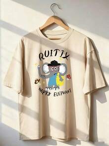 Stylish And Cheerful Short-Sleeved T-Shirt For Children. This  Short-Sleeved T-Shirt For Spring And Summer 2026 Is Made In Mexico And Weighs 180 Grams. It Features A Cartoon Print And A Couple Design, Making It Suitable For Indoor Or Outdoor Wear. The Crew Neck Is Unisex And Ideal For Both Office And Leisure. One-Pack. - APR-P631577SLNDXZGY509 - 查看 1