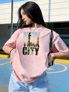 Short-Sleeve T-Shirt With American Tourist And Urban Style, Fashionable Short-Sleeve T-Shirt For Spring And Summer 2026, Made In Mexico, 180 Grams. Cartoon Print, Couple Design, Suitable For Indoor Or Outdoor Wear. Crew Neck, Unisex, Ideal For Office And Leisure. One-Piece Pack. - PK-P631577SLNDXZGY505 - 查看 3