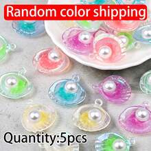 5-20 chiếc mặt dây chuyền ngọc trai hình vỏ sò lấp lánh bằng acrylic dễ thương, phụ kiện tự làm trang sức cho vòng cổ và vòng tay. - Mặt dây chuyền vỏ sò và ngọc trai - Xem 8