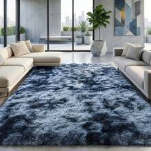 COLLA Area Rug For Bedroom, Fluffy Shag Plush Rug For Living Room, Shaggy Soft Fuzzy Carpet For Dorm Bedside Ultra Cozy Non-Slip Indoor Decor, Tie Dye Blue Grey - Tie-dye Blue-gray - View 7