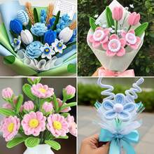 624件套毛根花艺套装，DIY毛根花茎制作套装，9种颜色，包含花艺铁丝、花蕊、丝带、教程和胶带，可用于制作手工花束，母亲节和毕业季成人手工礼物 - 多色 - 查看 8