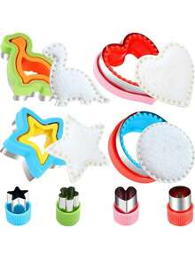 4/8/9 piezas Cortador de pan y sándwich, Cortador de frutas, verduras y galletas, Formas de corazón, estrella, dinosaurio, redondas, Perfecto para hornear DIY, Suministros de cocina, Color aleatorio - Multicolor - Ver 2