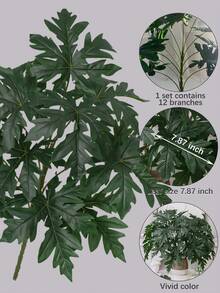 1/3株仿真番木瓜（Carica Papaya L.）绿植，人造植物，非常适合用于婚礼花束、餐桌摆饰、墙面装饰和家居装饰。适用于客厅、卧室、婚礼、派对和活动装饰。是馈赠佳品，也适合批发。 - 綠色-C - 查看 4