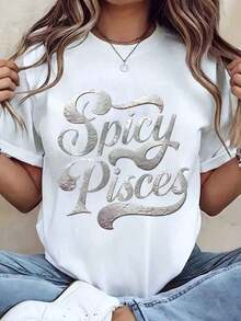 Designed For Modern, Stylish, And Comfortable Women. Women's T-Shirt With A Spicy Pisces Print, Crew Neck, Casual Top For Everyday Wear, Great Gift Idea. 220g. Made With Premium Soft And Breathable Fabric, Designed For All-Day Comfort And Versatile Everyday Wear, Perfect For Casual Outings. - 白色 - 查看 7