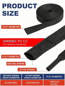 Ống bọc co nhiệt tỷ lệ 2:1, đường kính 10mm, chiều dài 19.69/39.37/59.06/78.74 inch, ống bảo vệ dây dẫn co nhiệt tỷ lệ 2:1, ống co nhiệt dạng phẳng, chống mài mòn, bảo vệ bó dây điện. - Chiều dài là 78,74 inch. - Xem 7
