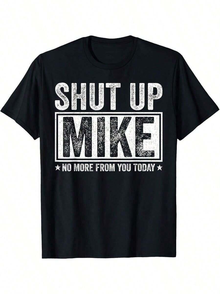 Camisetas Divertidas con el Nombre Mike No More From You Today para Hombre, Cuello Redondo, Diseño Casual con Texto Blanco Atrevido y Estrellas, Corte Regular para Adultos, Idea de Regalo Humorística, Ropa Casual, Texto Atrevido, Camiseta de Manga Corta con Estampado Creativo para Hombre|Moda Urbana Local de Primavera/Verano||Uso Casual Diario Primavera Verano Moderno Moldeador|Conjunto de verano para mujer, ropa de vacaciones|Blusas elegantes para mujer, ropa de primavera, blusas de verano. - Negro - Ver 1