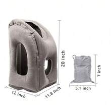 Inflatable Air Cushion Travel Pillow Airplane Office Nap Rest Head Neck Chin New - Grey - View 3