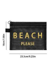 Beach_please 网眼沙滩包，便携式化妆包，可装口红和粉扑，沙滩主题洗漱包，透明大容量旅行化妆品收纳包，夏威夷风网眼化妆包，完美适用于海滩度假、手提包、假日、健身、母亲节、情人节、教师节、女性旅行、短途旅行和旅行必备品。 - 彩色 - 查看 10